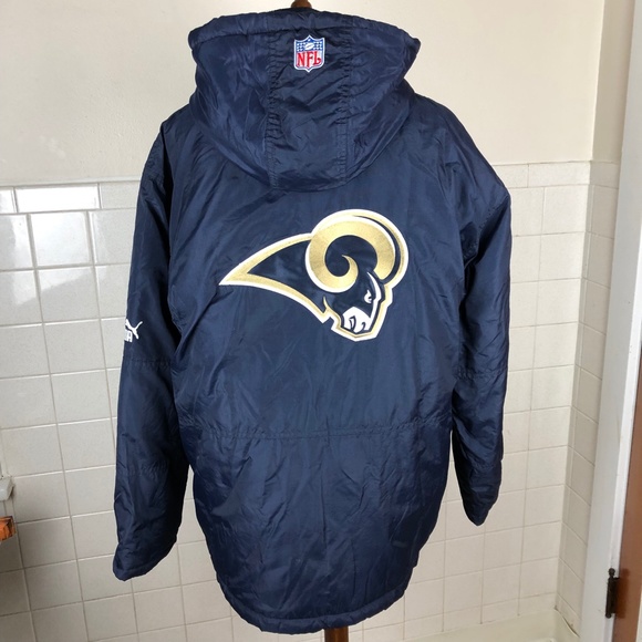 Puma NFL Rams Quilted Puffer Coat St. Louis Los Angeles Blue Gold Medium - Picture 7 of 13